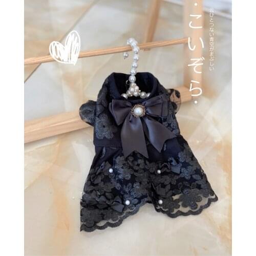 Free Shipping Handmade Dog Clothes Gemstone Pearl 100%Cotton Water Soluble Lace Princess Dress 5 Colors Pet Cat Poodle Yorkie