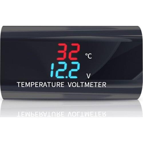 DC 12V LED Digital Voltmeter Thermometer 0.28 inch Dual Displa Voltage Temperature Meter Monitor For Car Motorcycle
