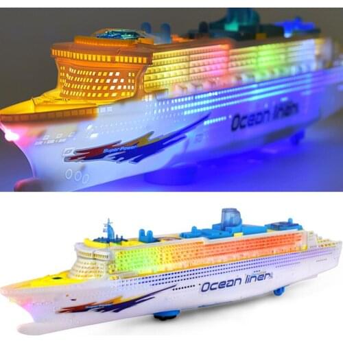 49cm Childrens Electric Universal Large Cruise Automatic Movable Music Light Plastic Ocean Ship Model Toy Boy Kid Birthday Gift