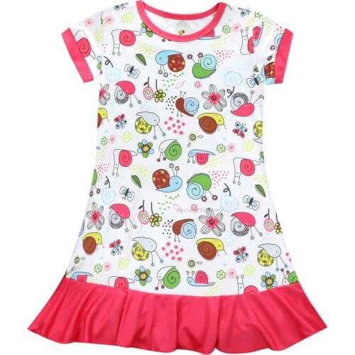 Back To School Fall Summer Baby Girls Kids Clothing Round Neck Children Dress Flower Print Cotton Knee Length Short Sleeve Dress