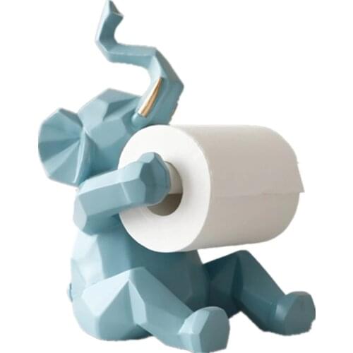 GEOMETRIC ELEPHANT TISSUE HOLDER FIGURINE ROLL PAPER HOLDER ANIMAL ART SCULPTURE CREATIVE RESIN HOME DECORATION LIVINGROOM R5288