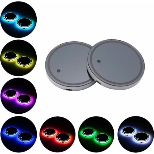 JXLCLYL 2pcs Car USB LED Cup Bottle Holder Bottom Pad Atmosphere Light Blue