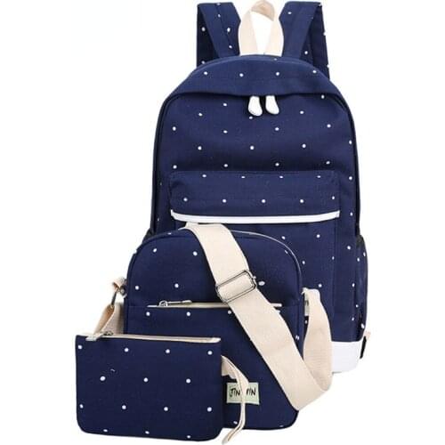 3Pcs/set Korean Casual Women Backpack Canvas Book shoulder Bag Preppy Style School Knapsack for Teenage Girls Composite Rucksack