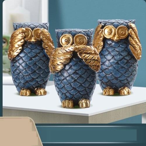 Creative European Animal Resin Owl Statues Figurine Home Decoration Ornaments Wedding Christmas Gift