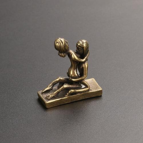 Creative Make Love Postures Figurines Vintage Copper Sexy Miniatures for Home Decoration Desk Decor Bedroom Ornaments Funny Gift