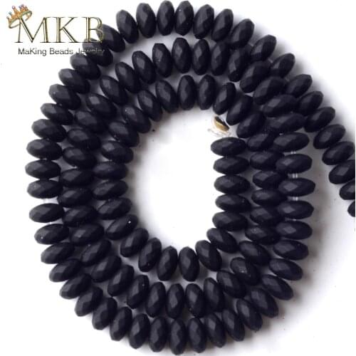 Black Hematite Stone Matte Natural Stone Rubber Rondelle Beads For Jewelry Making 6mm 115pcs Space Loose Beads Diy Bracelet 15"