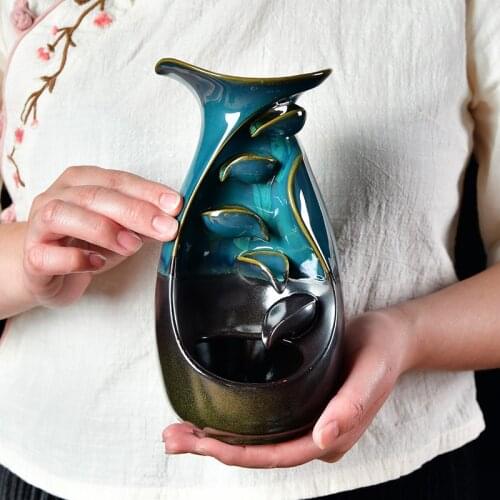 Lotus backflow incense burner creative ornaments ceramic sandalwood incense burner household indoor aroma diffuser