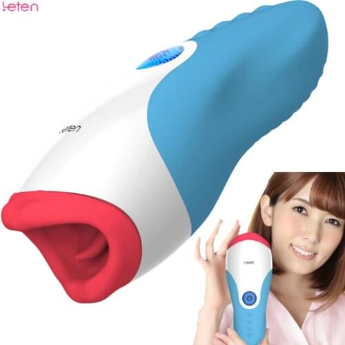 Leten Deep Throat Oral Sex Sucking Male Masturbator Blowjob Masturbation Cup Heating Erotic Toy Vibrator for Men AV Sexual Moan