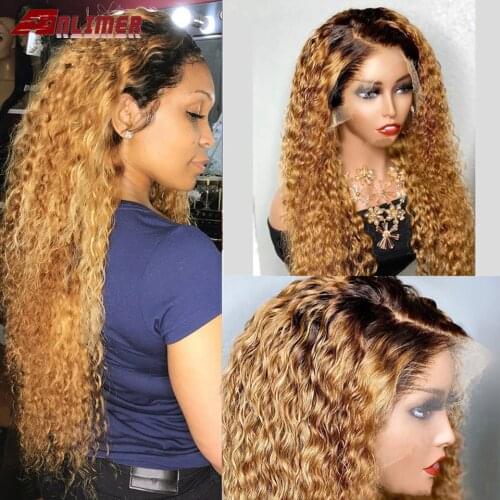 Honey Blonde 13x6 Lace Front Wigs Curly Human Hair Wig Colored Lace Wig Human Hair Preplucked 5*5'' Silk Base Wave Curly Wigs