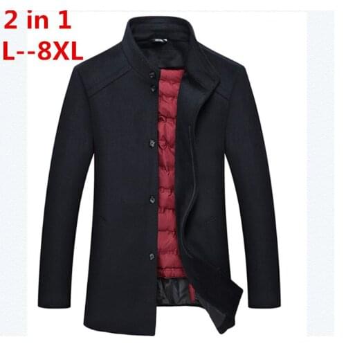 Winter plus size 8XL 7XL 6XL 5XL 4XL Mens Woolen Jackets Cashmere Coat Business Casual Wool & Blends Jacket Overcoat