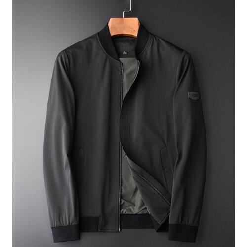 Male Jacket Autumn New Baseball Collar Silky Fabric Mens And Coats Fashion Solid Color Comfortable Man Jackets