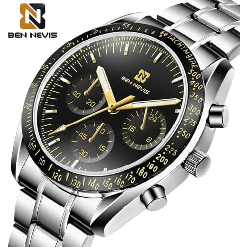 BEN NEVIS New Fashion Mens Watch Quartz Casual Brand Luxury Watches Men Stainless Steel Chronograph Clock Male Relogio Masculino