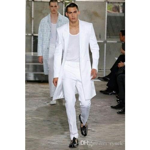 White Long Jacket Classic Suits Men 2019 Double Breasted Custom Formal Men Suit Pants Male Blazers2 Piece Costume Homme Ternos
