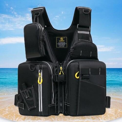 Men Professional Life Jacket Buoyancy Suit Portable Fishing Vests Multi-Pockets Waterproof Sea Fishing Adjustable Vest -40