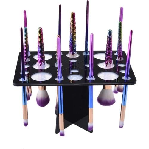 26/28 Hole Makeup Brush Holder Air Drying Rack Organizer Shelf Make Up Tree Brushes Organizer Cosmetic Brush Dryer Stand Storage