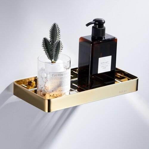 Bathroom Shelf 304 Stainless Steel Soap Dishes Storage Rack Holder Basket Bath Hardware Accessory Nail Punch Gold Free Shipping