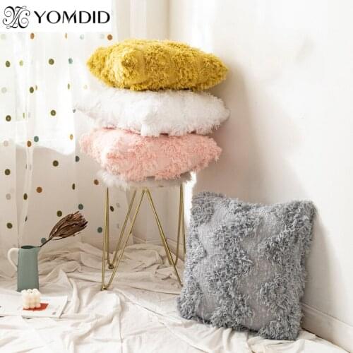YOMDID Nordic Simple Decorative Pillowcase Plush Cushion Covers 3D Wave Stripe Pillow Case Sofa Throw Cushion Cover 45*45cm