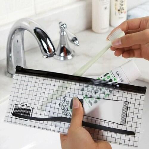 Transparent Waterproof Toothbrush Cosmetic Bag Lady Travel Makeup Bag Organizer Storage Pouch Pencil Case Toiletry Wash Kit Case