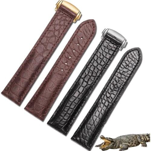 18mm 19mm 20mm 22mm Crocodile leather strap black and brown bracelet with folding buckle adaptation Omega Men and Women Watch