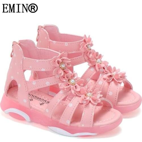 Girls' Sandals Are New In 2021, The Design Of Rome And Small Flowers Is Fashionable And Comfortable, All-Match For Campus Leisur