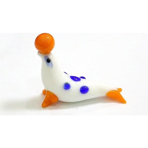 Handmade Glass Sea Lion Figurine Art Ornaments Home Aquarium Fish Tank Decor Accessories Mini Cute Marine Animals Gifts For Kids