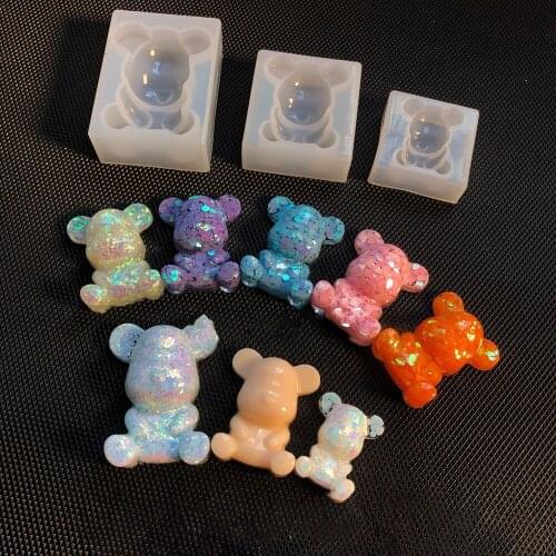 Silicone Bear Shape Animals UV Molds For Resin Jewelry DIY Mold Resin Molds For Jewelry Making Supplies DIY Kids Toys Key Chain