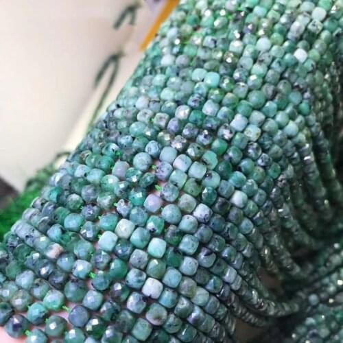Loose beads square green Emerald 4mm for DIY wholesale 14" FPPJ gemstone