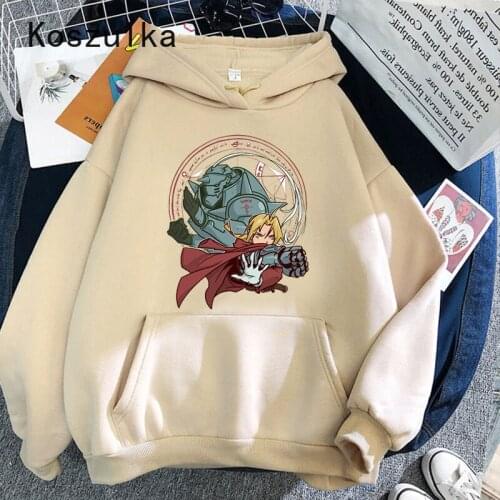 Japanese Anime Fullmetal Alchemist Hoodies Harajuku Cartoon Men Fashion Funny Printed Sweatshirt 90s Graphic Hip Hop Hoody Male