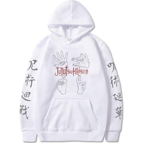Anime Jujutsu Kaisen Hand Sign Hoodie Gojo Satoru Yuji Itadori Sweatshirts Cozy Tops Sweatsuit Sudadera Felpa Moletom