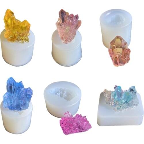 U90E Simulation Original Stone Crystal Cluster Epoxy Resin Mold Silicone Mould DIY Crafts Jewelry Pendant Making Tool