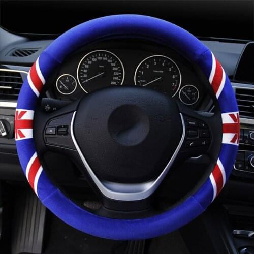 Universal England Style Car Steering Wheel Cover Wrap Winter Autumn Plush Soft Warm For 14.5" 37CM to 15" 38CM Auto Accessories