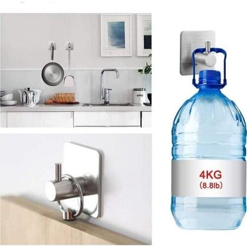 Bathroom hooks for kitchen Door Wall Hanger Wall Hooks Hanger Self Adhesive Robe Towel Hook 304 Stainless Steel genuine 5PCS