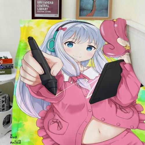 Japane Anime Eromanga Sensei Izumi Sagiri Soft Flannel Fleece Throw Blanket Decorative Plane Travel warm Throw Blankets for sofa