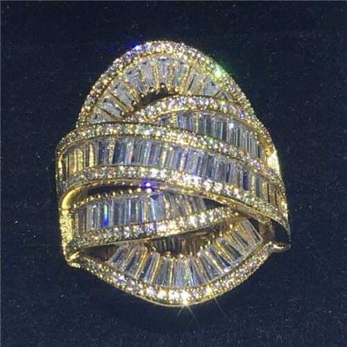 Hyperbole Cross 925 Sterling Silver ring AAAAA cz Stone Luxury Party Wedding Band Rings for women Bridal Statement Jewelry