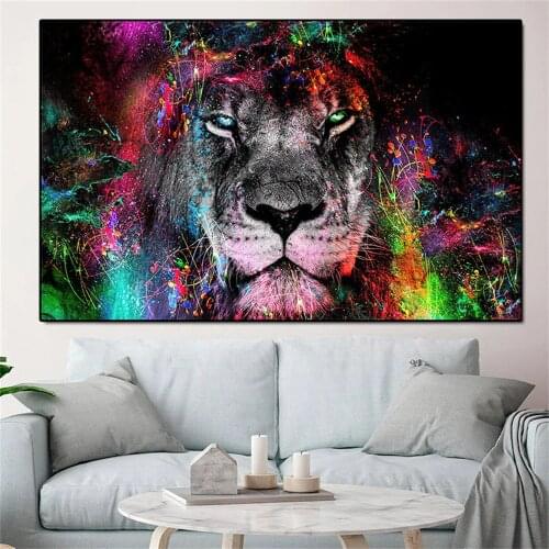 Animal Graffiti Art Canvas Paintings on the Wall Art Lion Giraffe Posters and Prints Pictures For Modern Kids Room Home Cuadros