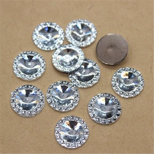 200pcs 12mm Clear Acrylic Rhinestone Round FlatBack Cabochon DIY Scrapbooking Craft/Wedding Decoration