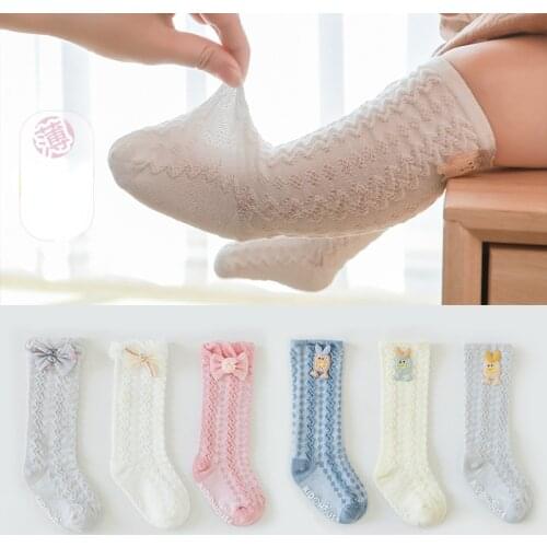 3 Pairs/Lots Baby Socks Thin Mesh Mosquito Socks Newborn Cartoon Cotton Socks Children Over Knee Socks