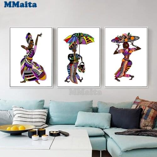 3 Pieces African woman dancing Diamond Painting Diamond Embroidery Mosaic Set Triptych Painting Full Square/Round Drill,GG5530