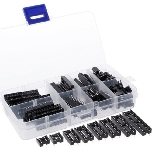 66 Pcs/set DIP IC Sockets Adaptor Solder Type Socket Kit 6 8 14 16 18 20 24 28 Pins