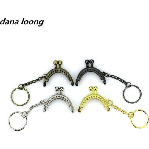 1 Piece 4 CM Half Round Metal Purse Frame Kiss Clasp Lock With Key Ring Bag Accessories