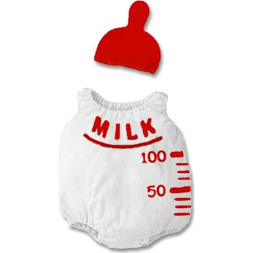 Summer Baby Boy Milk Bottle Cotton Romper Girls Short Sleeve Jumpsuit Red Hat Set Infant Clothes Kids OutfitsFor Newborn