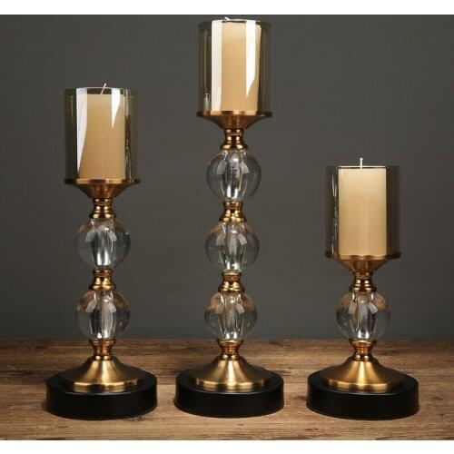 European Crystal Candle Holder Home Light Luxury Ornament Dining Table Candle Holder Decoration Porta Vela Room Decor BS50ZT