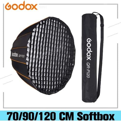 Godox QR-P70 QR-P90 QR-P120 Deep Parabolic Softbox with Grid Bowens Mount Quick Setup for Godox SL-60W VL150 UL150 SL150II