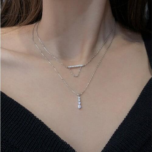 Exquisite 925 Sterling Silver Necklace Shinny Zircon Geometric Pendant Choker Womens Valentines Day Gift Fine jewelrys NK072