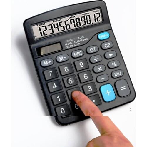 Solar Calculator 12 Digit Large Screen Calculator Financial Accounting Clear Inventory Office Home Stationery Dual Power Supply