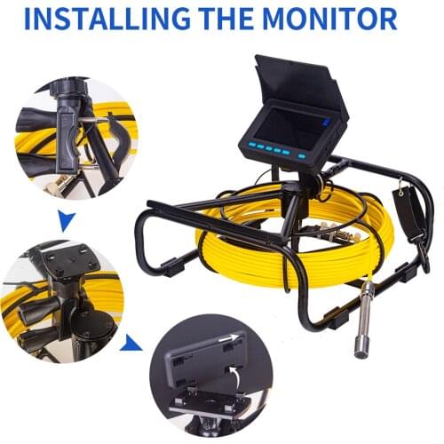 Inspection Camera Drain Sewer IP68 Design Pipeline Industrial Sewer Endoscope Snake Camera with Meter Marking LCD Color Screen