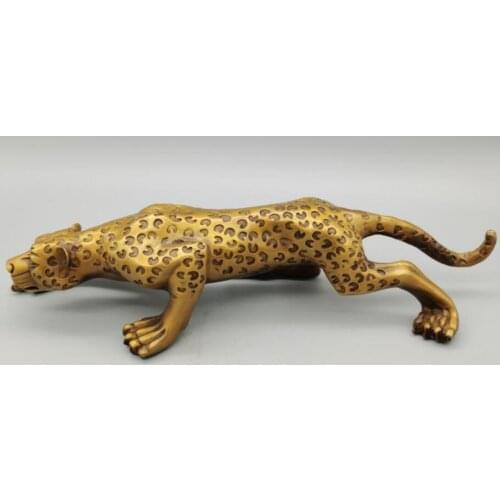 China brass gold money leopard crafts statue
