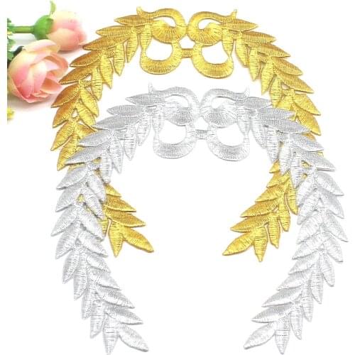 YACKALASI 5 Pcs/Lot Gold Embroidered Appliqued Lace Cosplay Vintage Costume Patches Flower Iron on Venise Trims 14*14cm