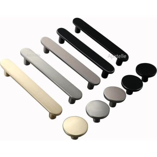 Kitchen Cupboard Pull Zinc Alloy Drawer Cabinet Handles T Bar Silver Black Golden Dresser Closet Knobs Decorative