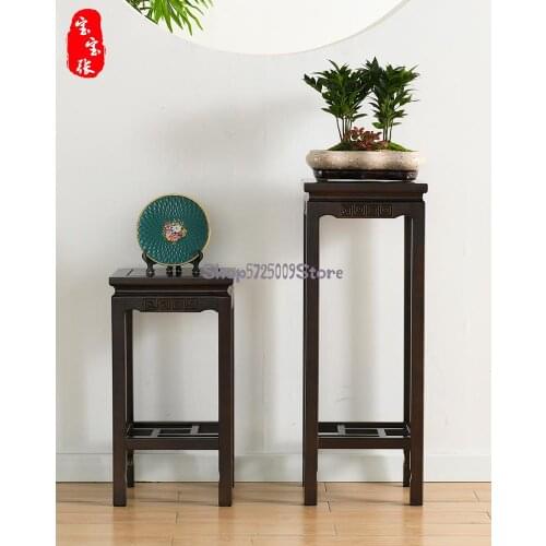 Baby Zhang solid wood flower stand next to the TV cabinet in the living room Chinese style new Chinese style light luxury modern